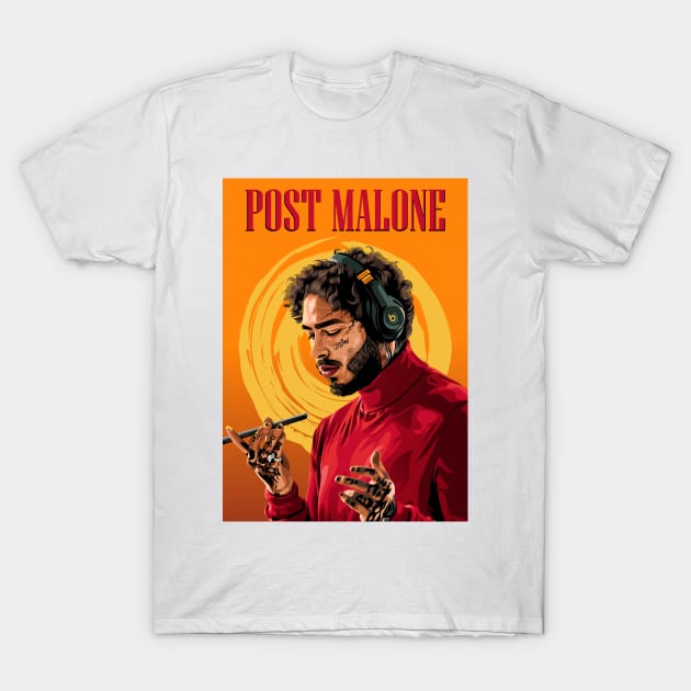 Melodies in Ink: Illustrating Post Malone's Musical Canvas T-Shirt by Futbol Art